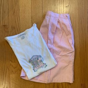 Cottage shirt and pink gingham short set